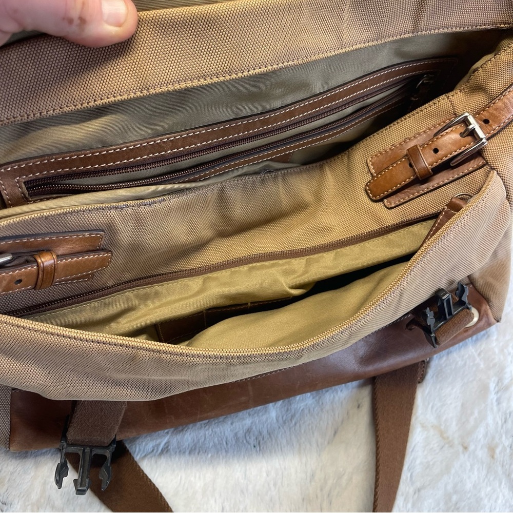 COACH Canvas Messenger Bag with Leather Trim - Picture 9 of 16